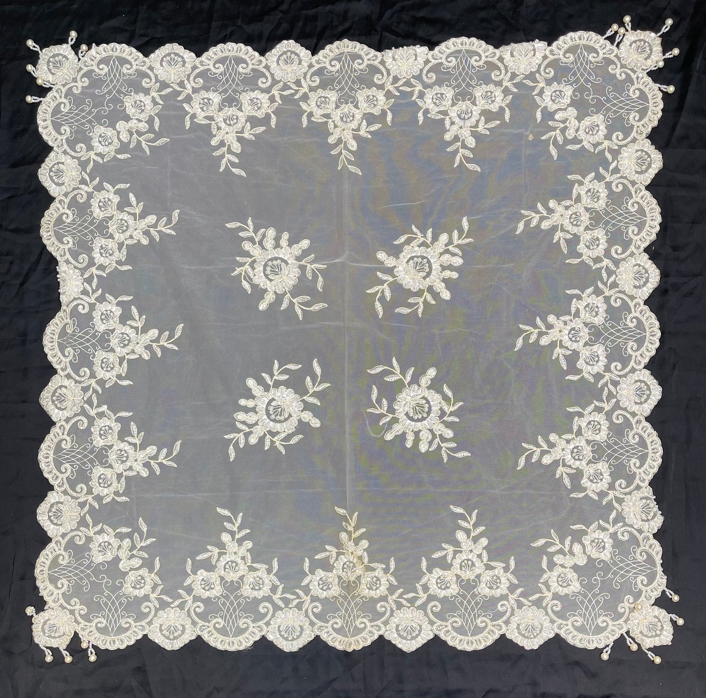 Square Table Fancy Beads Handmade Cover 3 Feet
