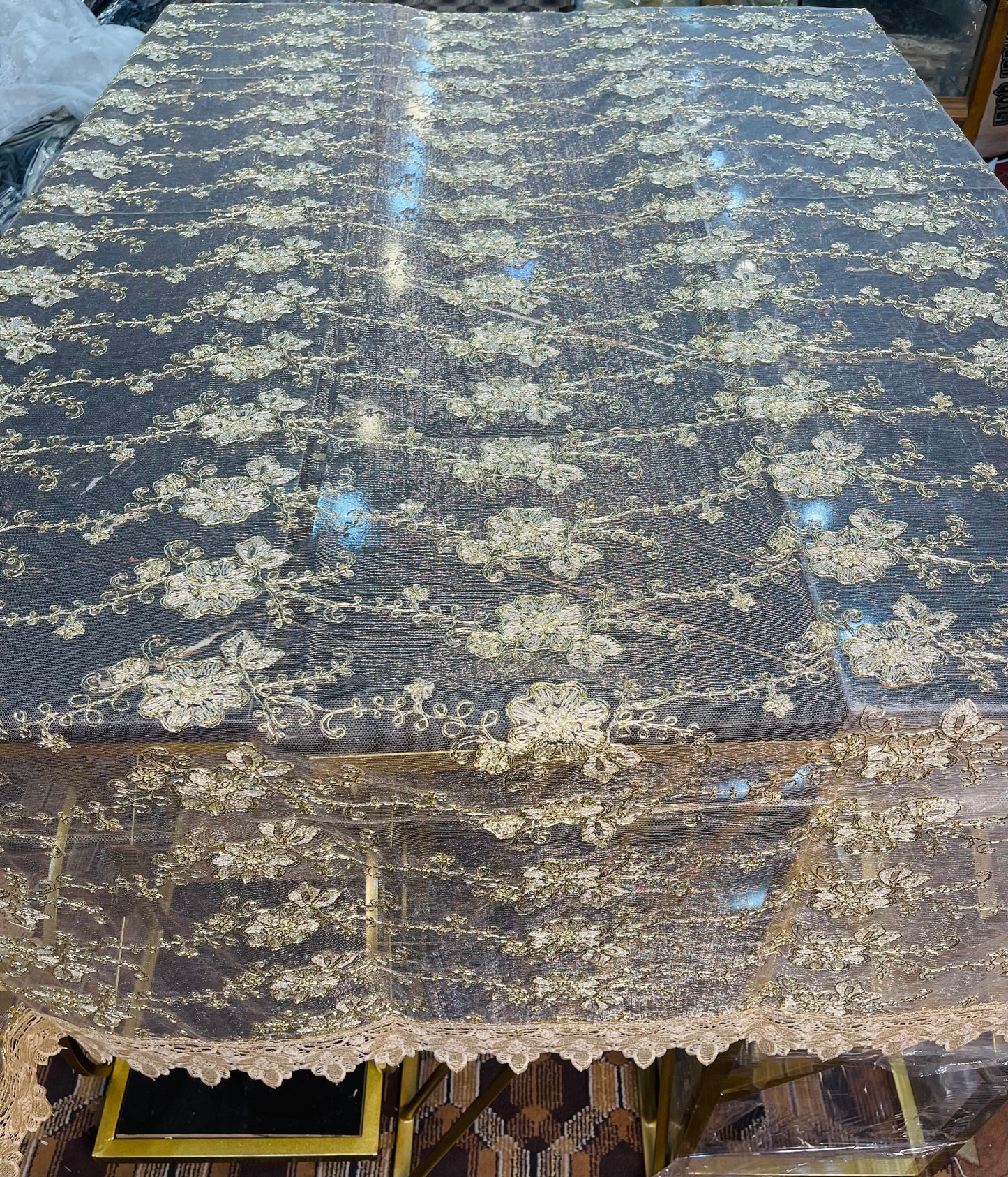 6 CHAIR , Fancy Tilla Dining Table Sheet Ali Bedding Store
