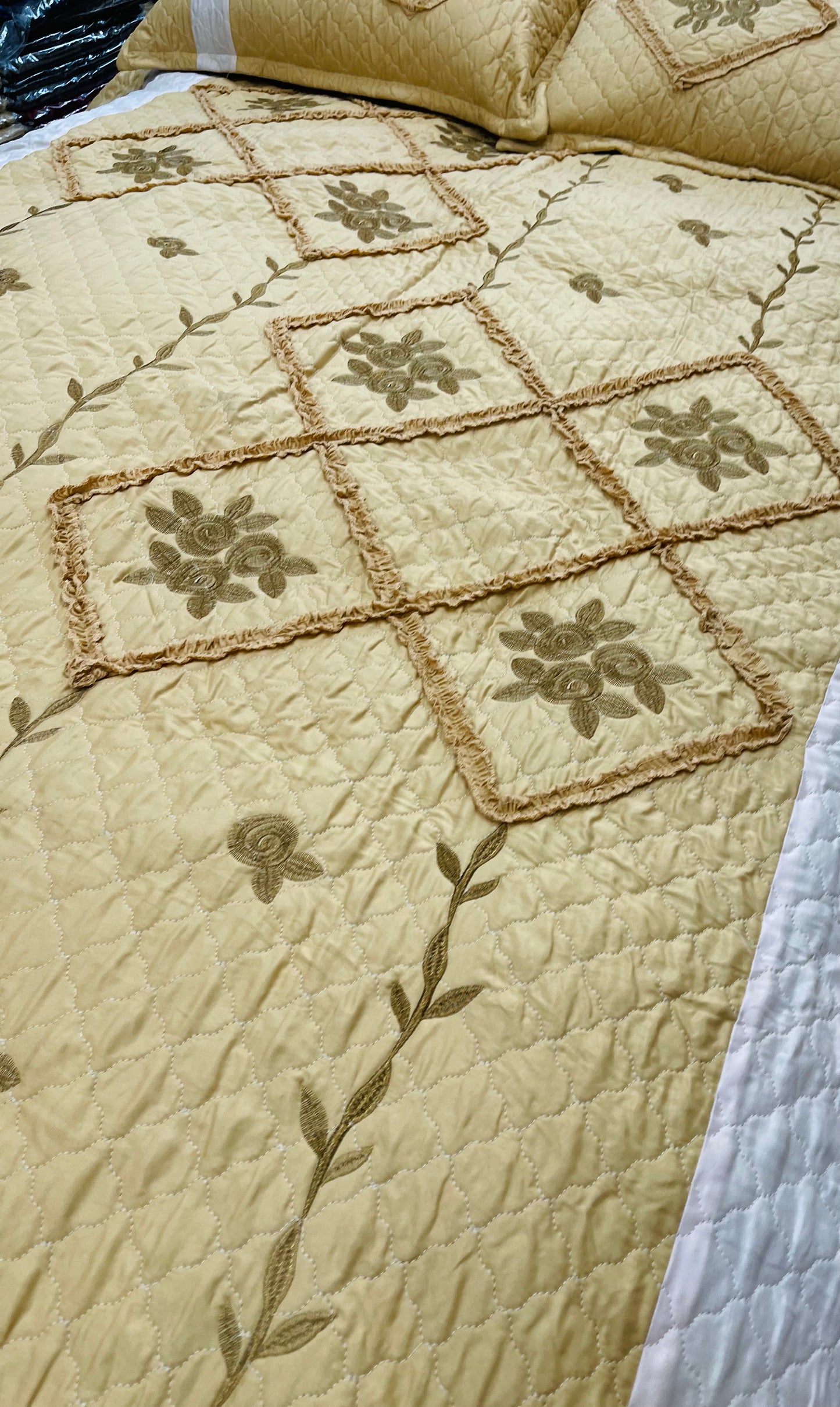 Imported Ribbon Embroidery Bedsheet 3pc