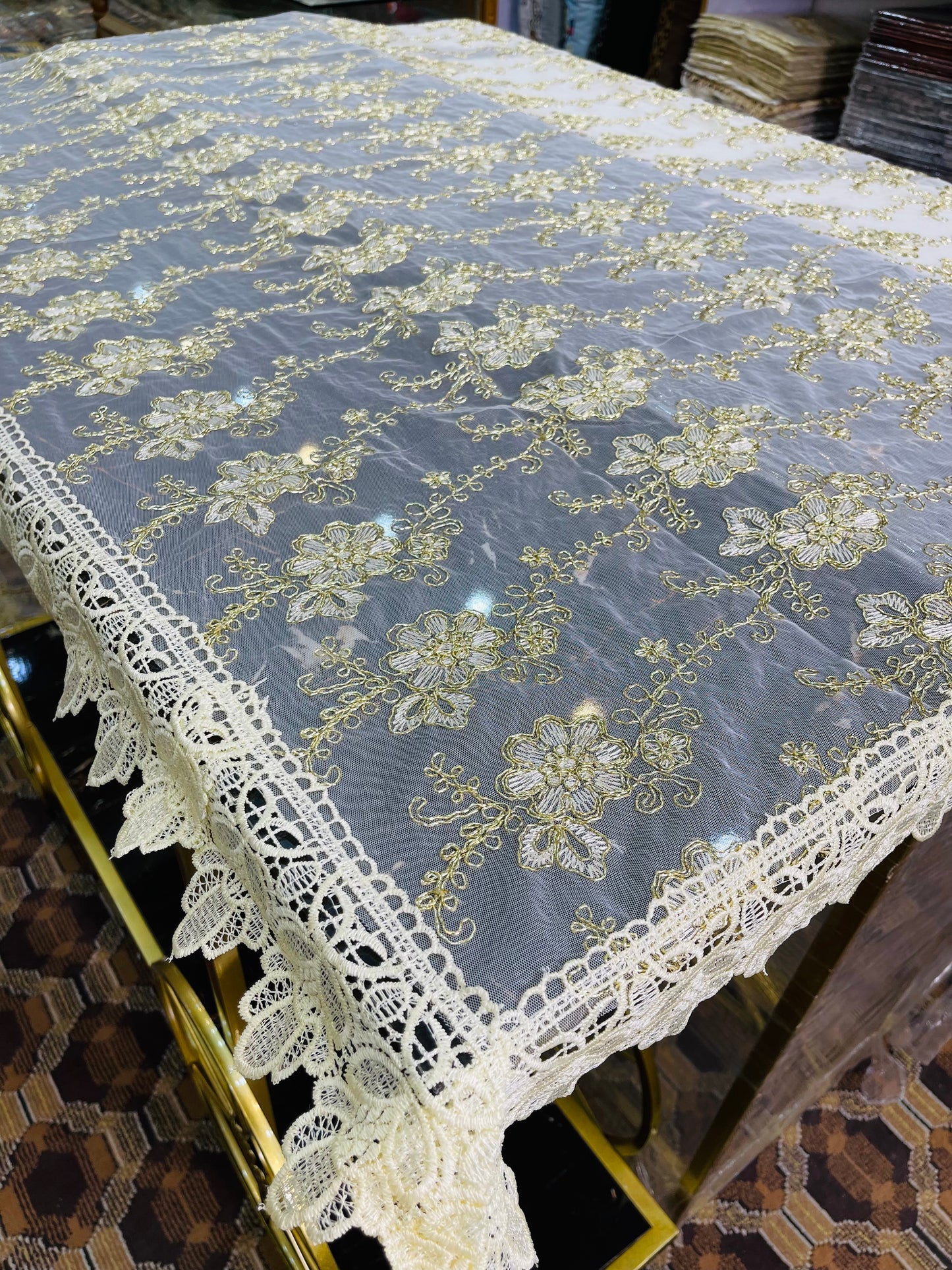 6 CHAIR , Fancy Tilla Dining Table Sheet Ali Bedding Store