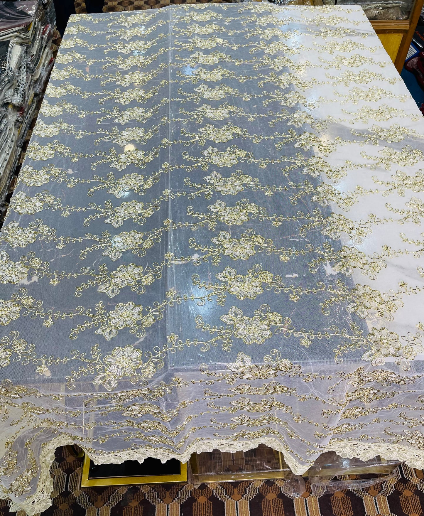 6 CHAIR , Fancy Tilla Dining Table Sheet Ali Bedding Store