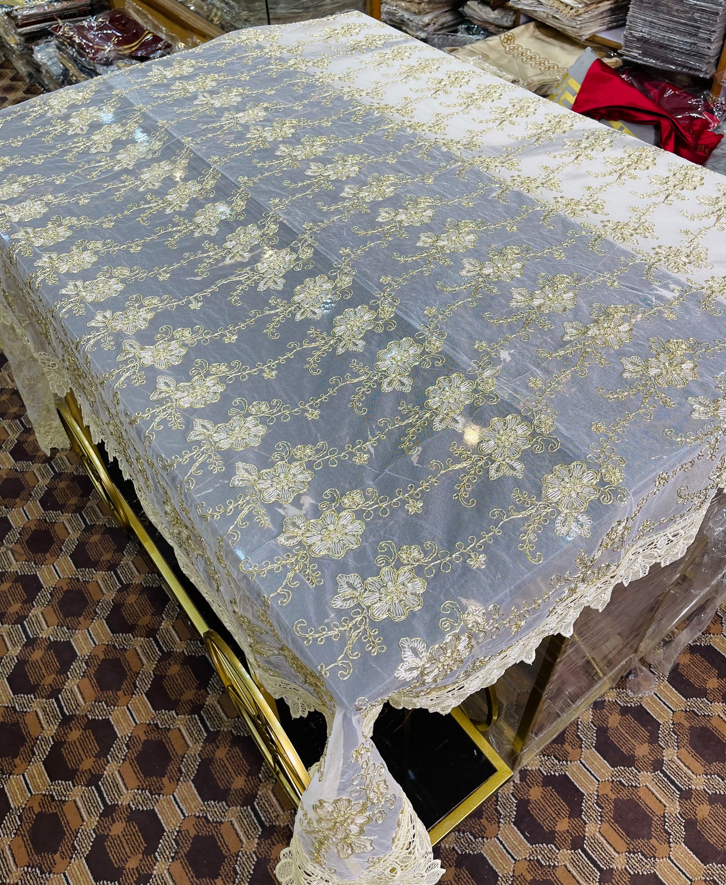 6 CHAIR , Fancy Tilla Dining Table Sheet Ali Bedding Store