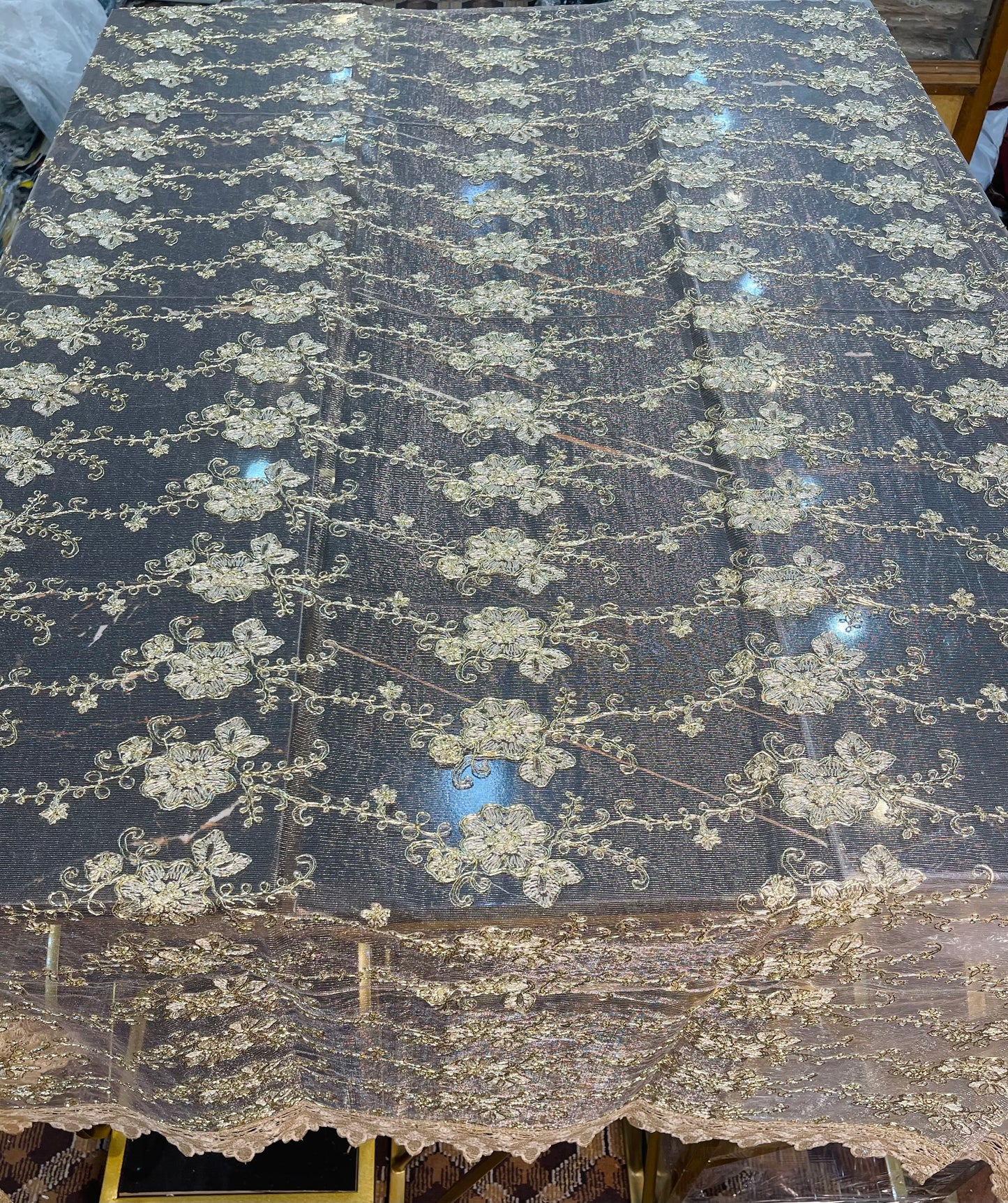 6 CHAIR , Fancy Tilla Dining Table Sheet Ali Bedding Store