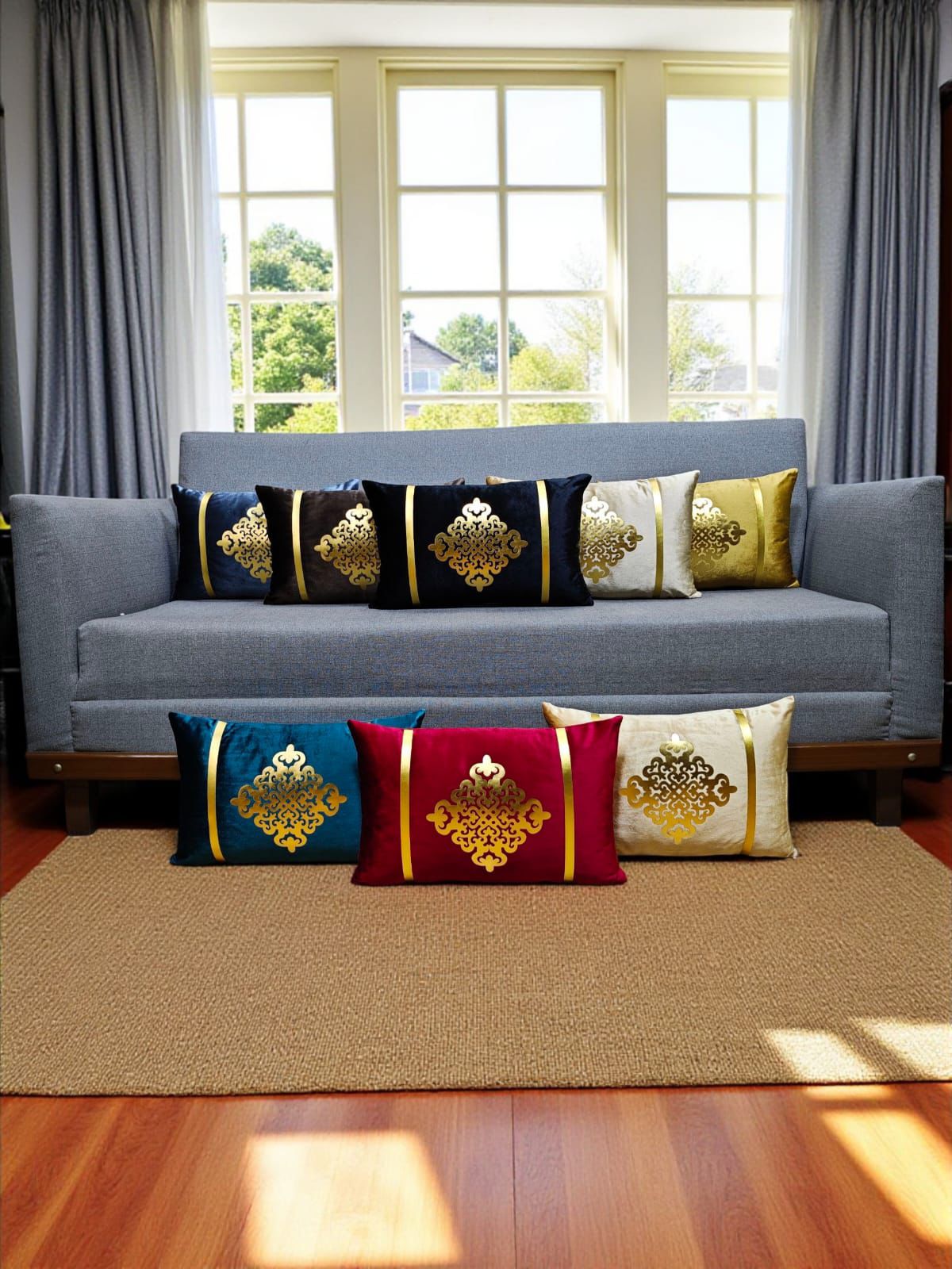 Italian Velvet Motive Rectangular Cushion