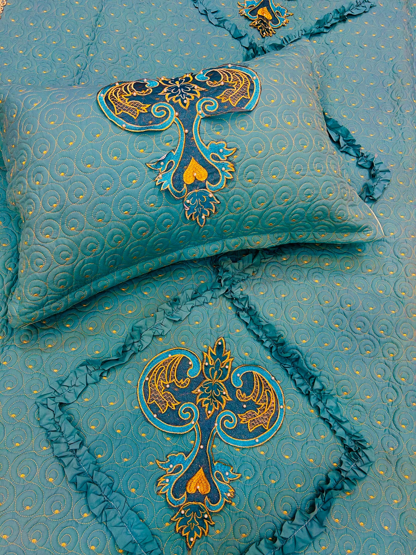 Imported Ribbon Embroidery Bedsheet 3pc