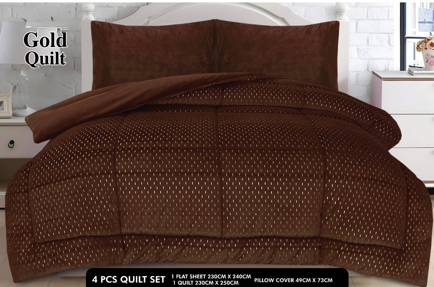 Fur Gold Strip Fluffy Complete 4pc Set