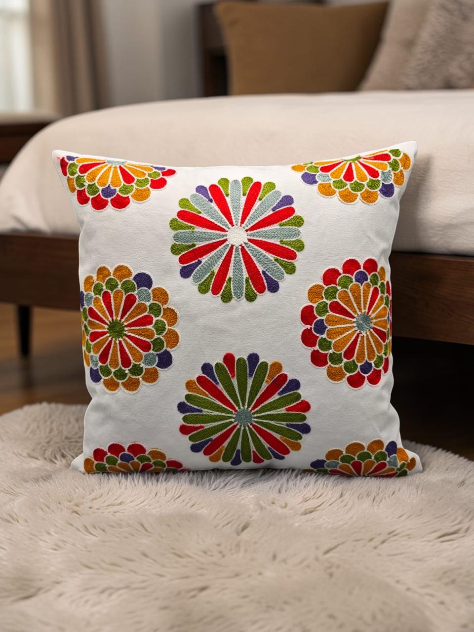 Heavy Embroidery 16x16 Hand-Made Cushion