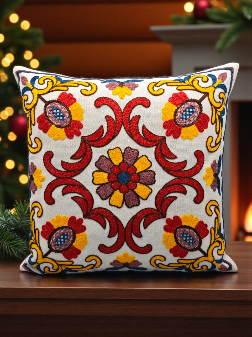 Heavy Embroidery 16x16 Hand-Made Cushion