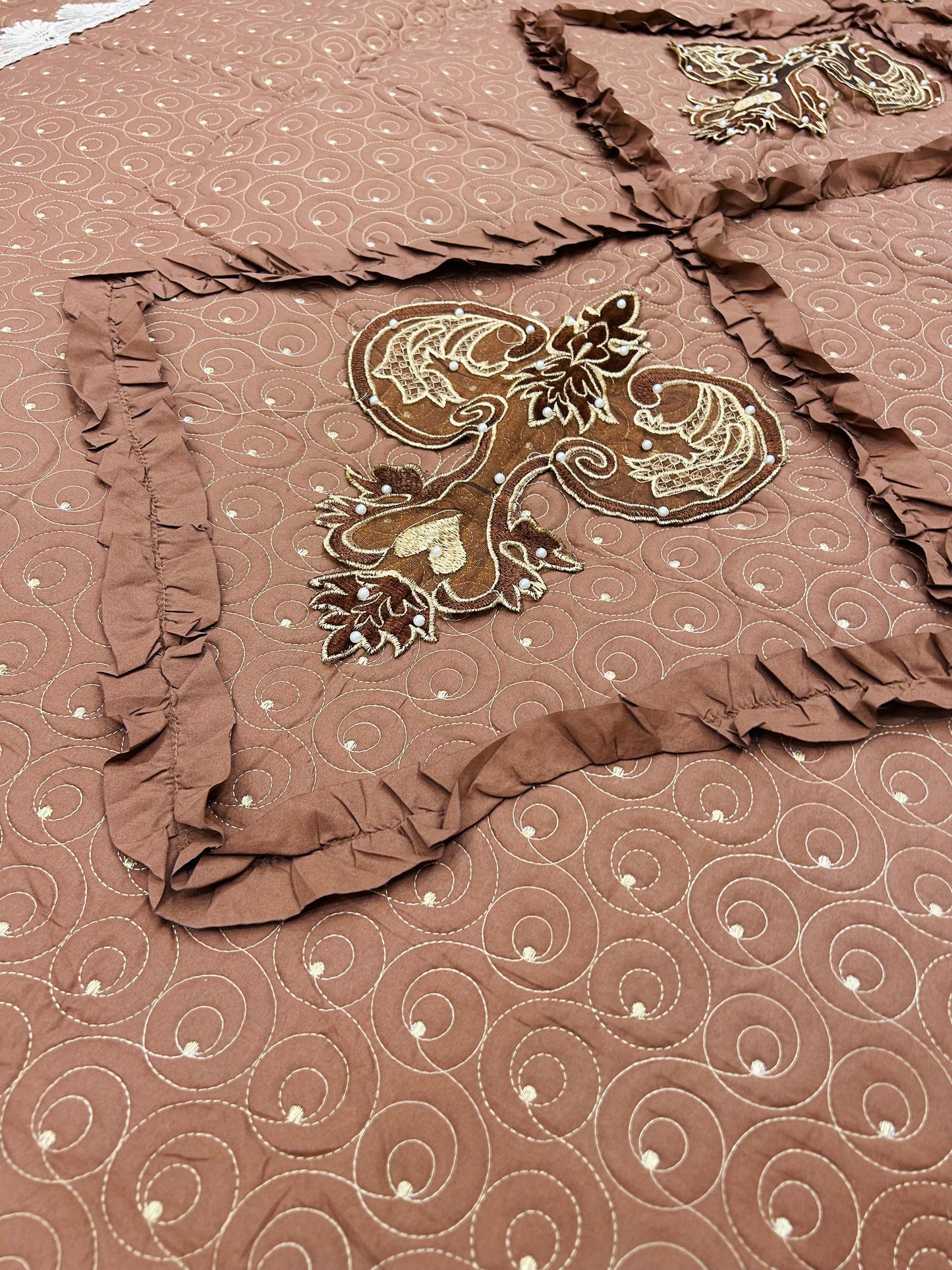 Imported Ribbon Embroidery Bedsheet 3pc