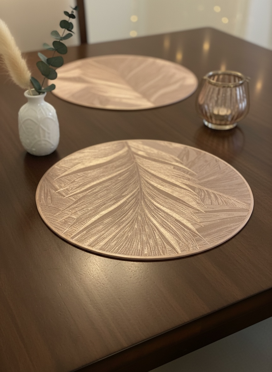 6pcs White & Golden Plastic Table Mats