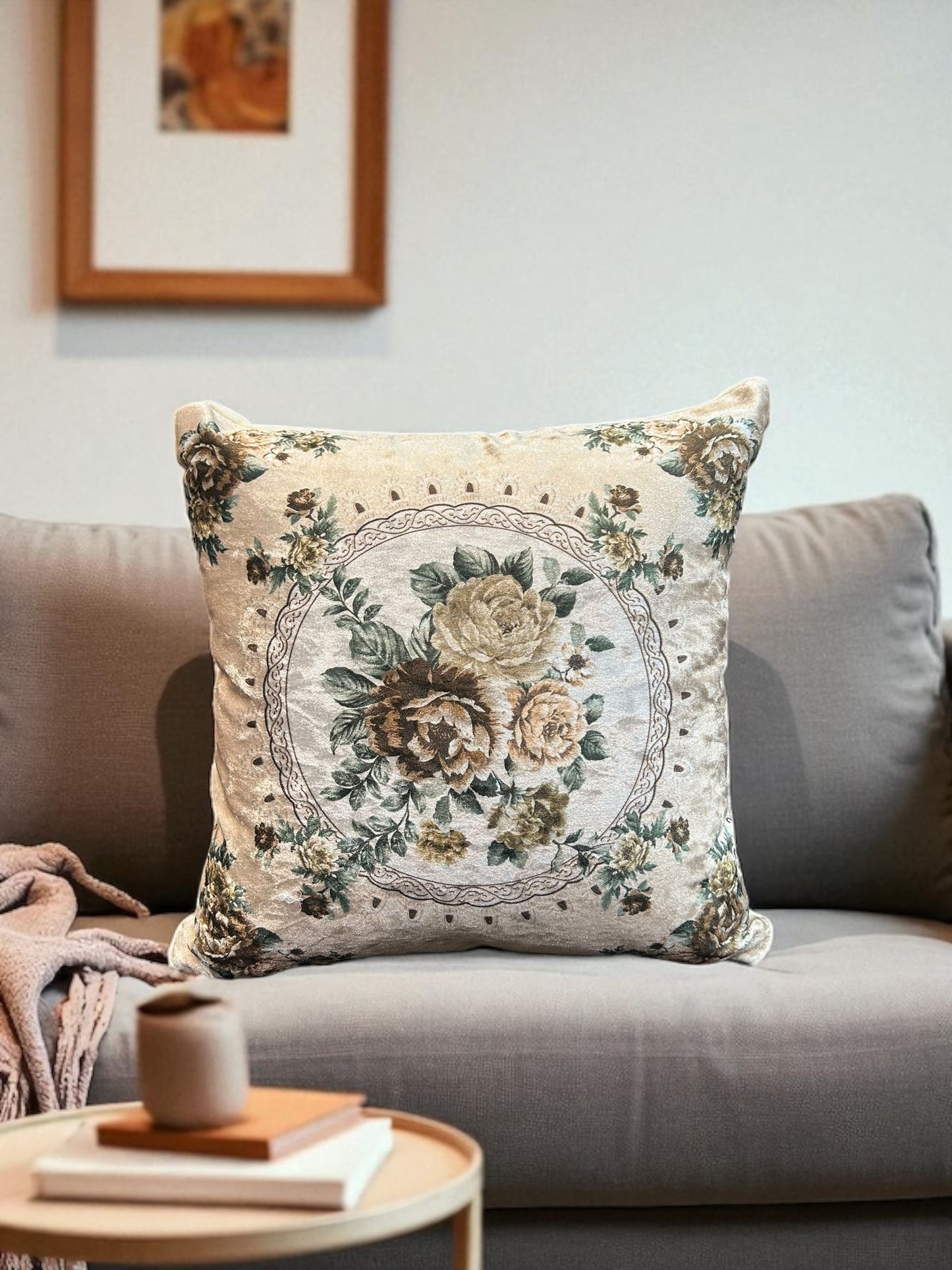 Velvet Flower Printed Cushion