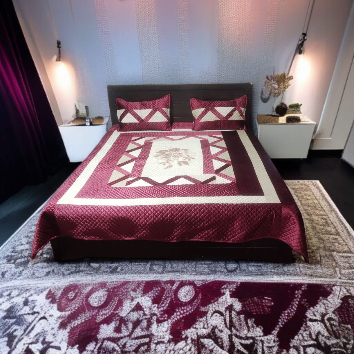 Malai Velvet Embroidery Mid Flower 3pc
