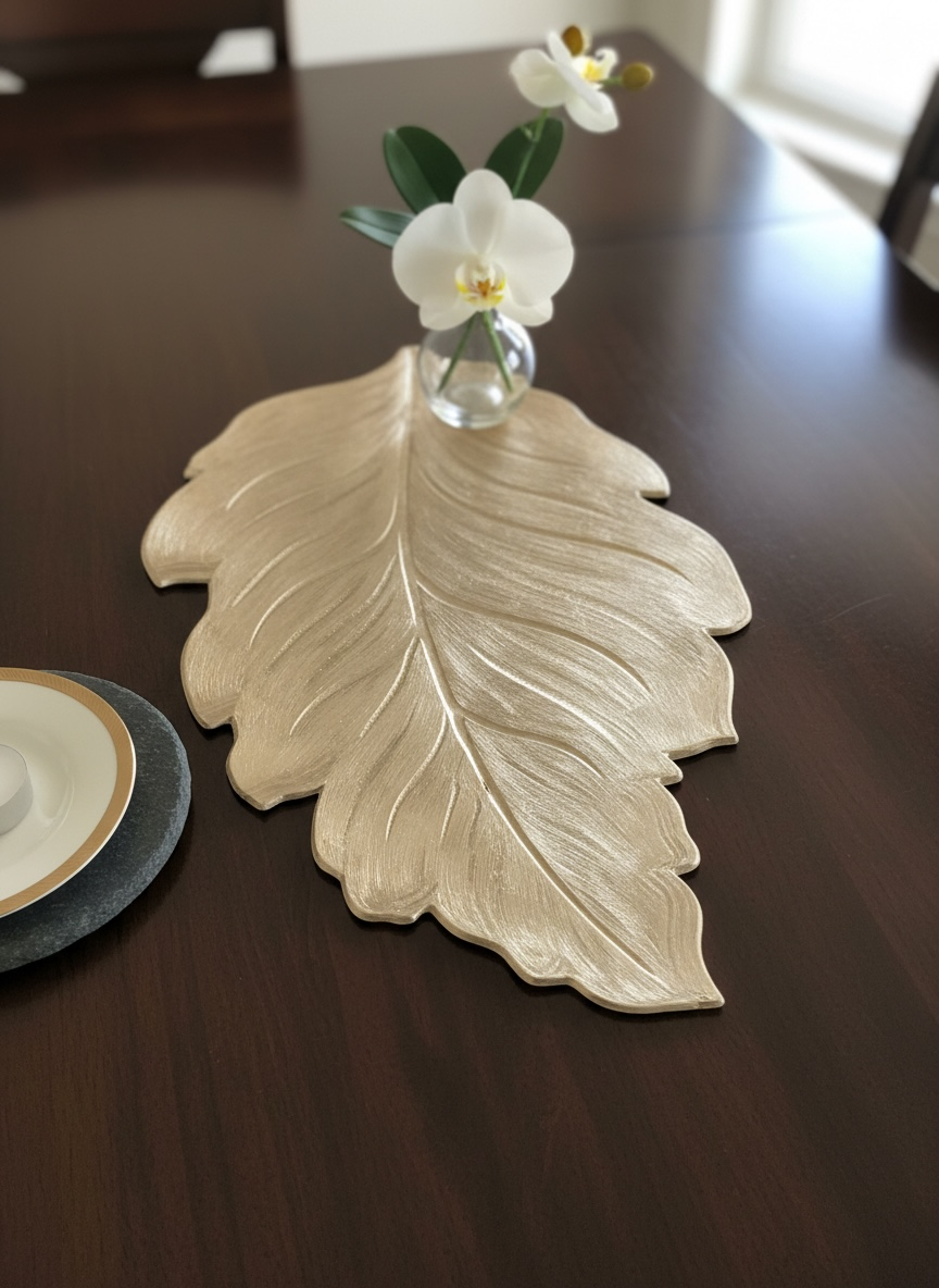 6pcs White & Golden Plastic Table Mats