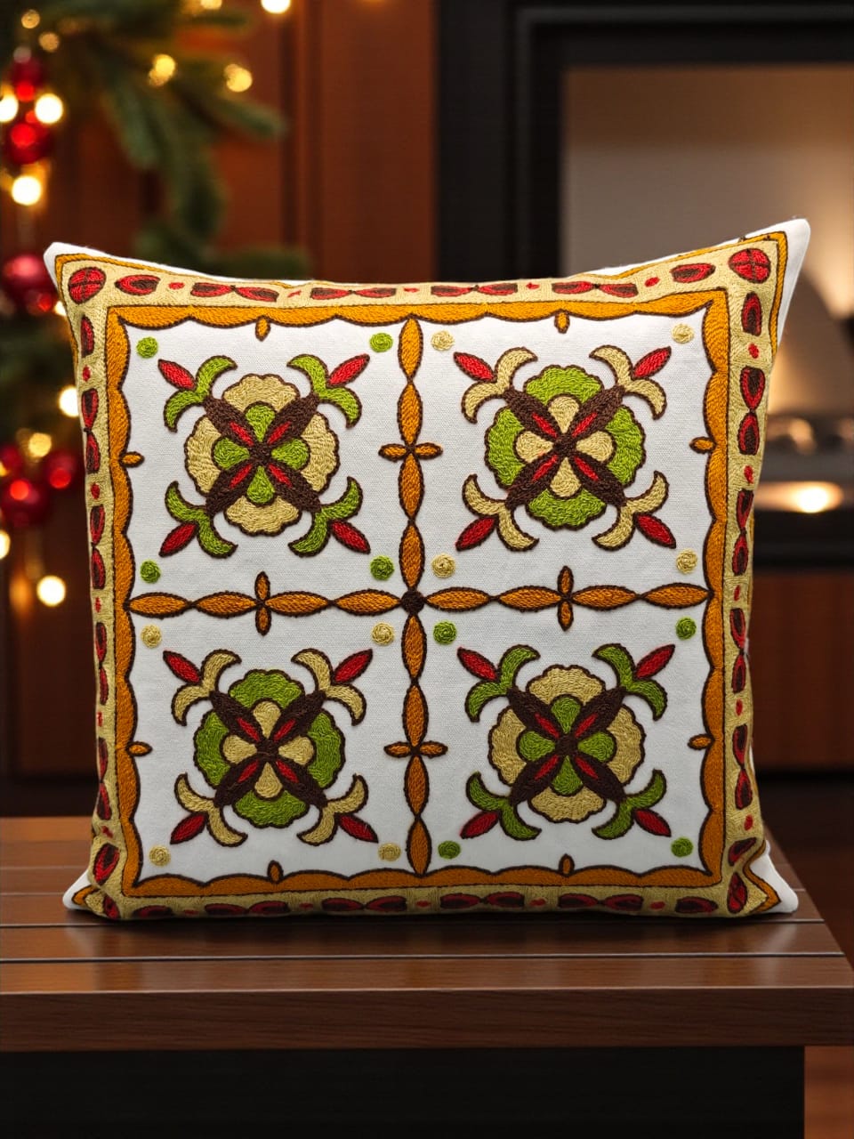 Heavy Embroidery 16x16 Hand-Made Cushion