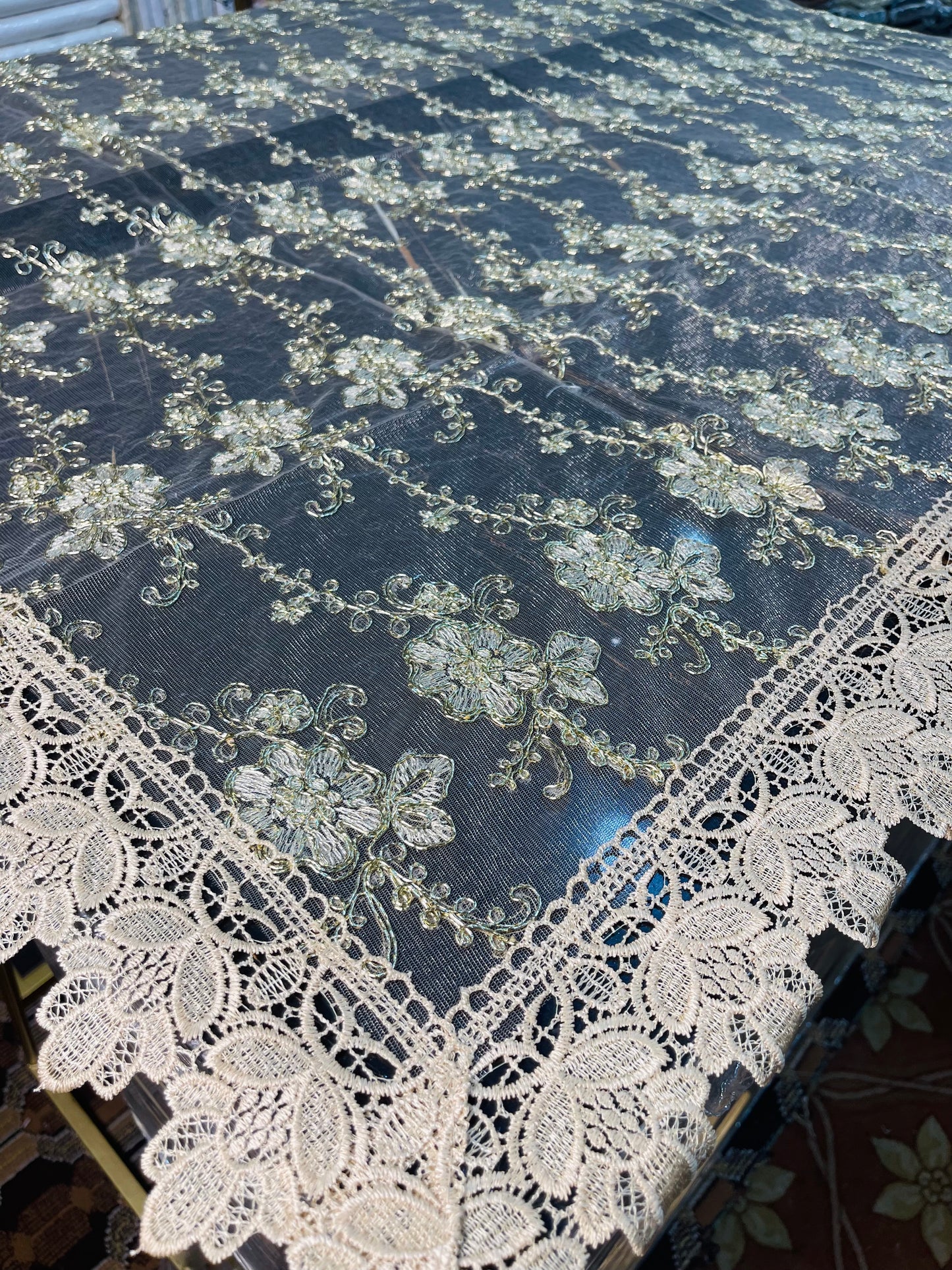 6 CHAIR , Fancy Tilla Dining Table Sheet Ali Bedding Store