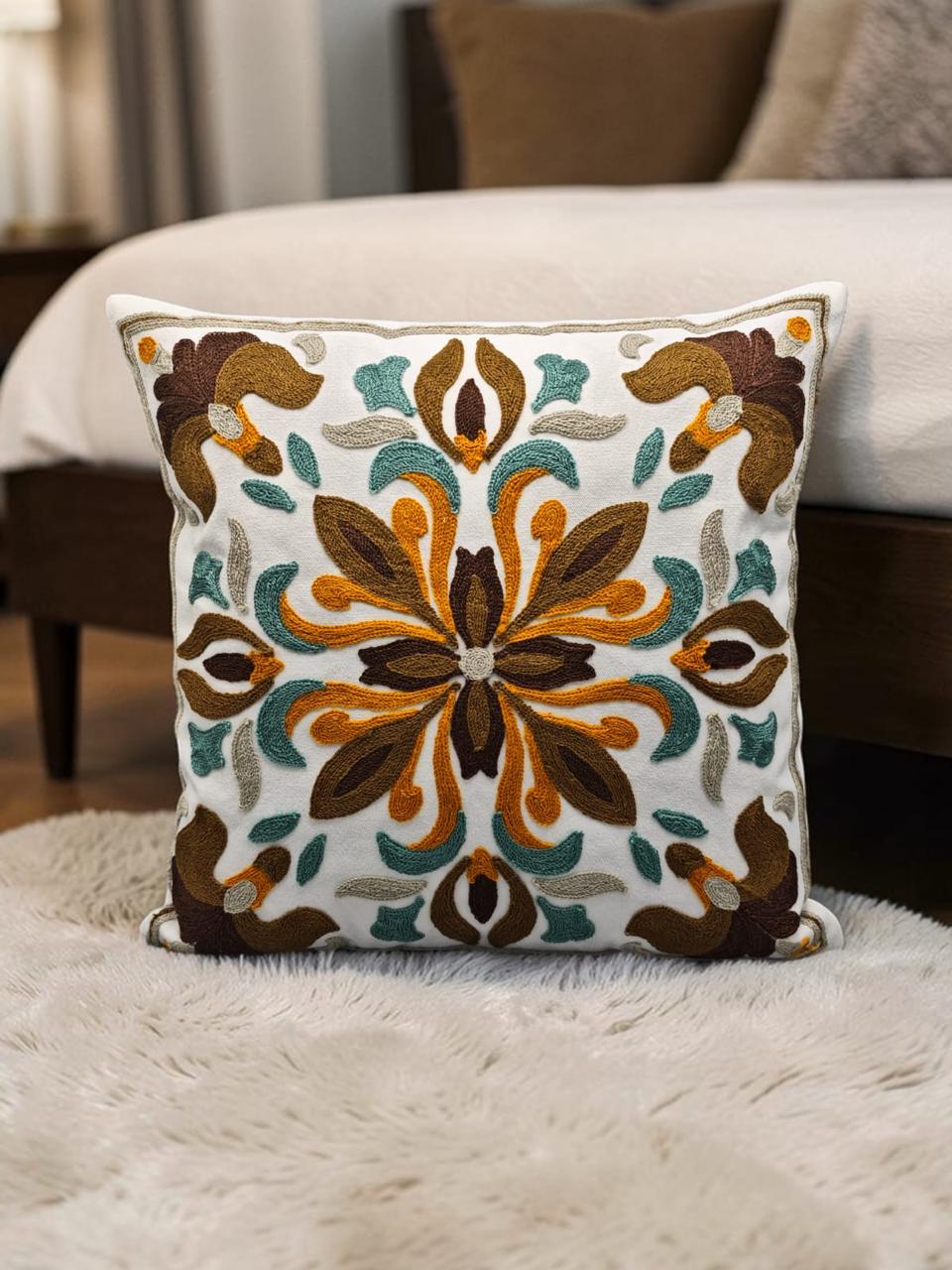 Heavy Embroidery 16x16 Hand-Made Cushion