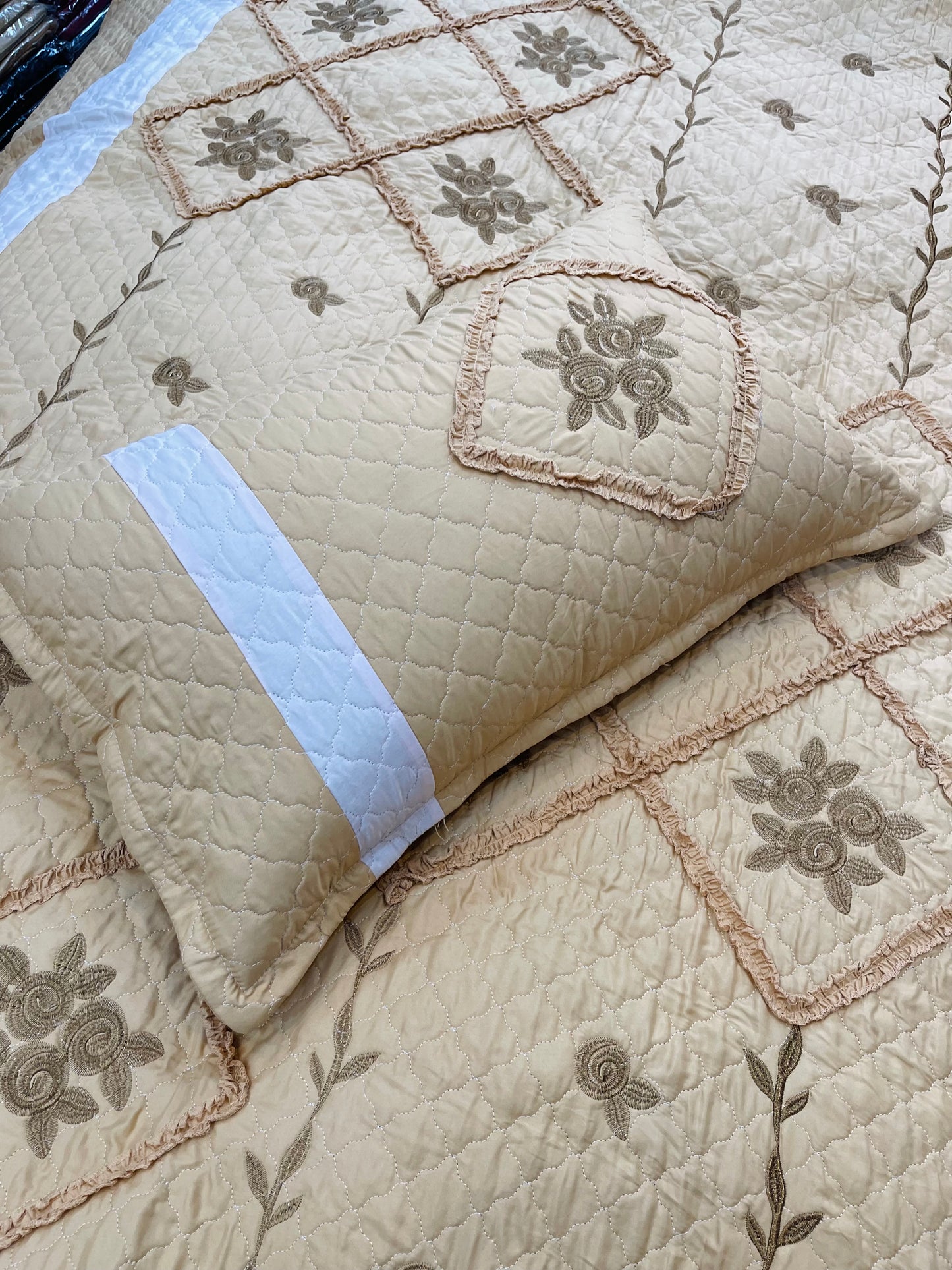 Imported Ribbon Embroidery Bedsheet 3pc