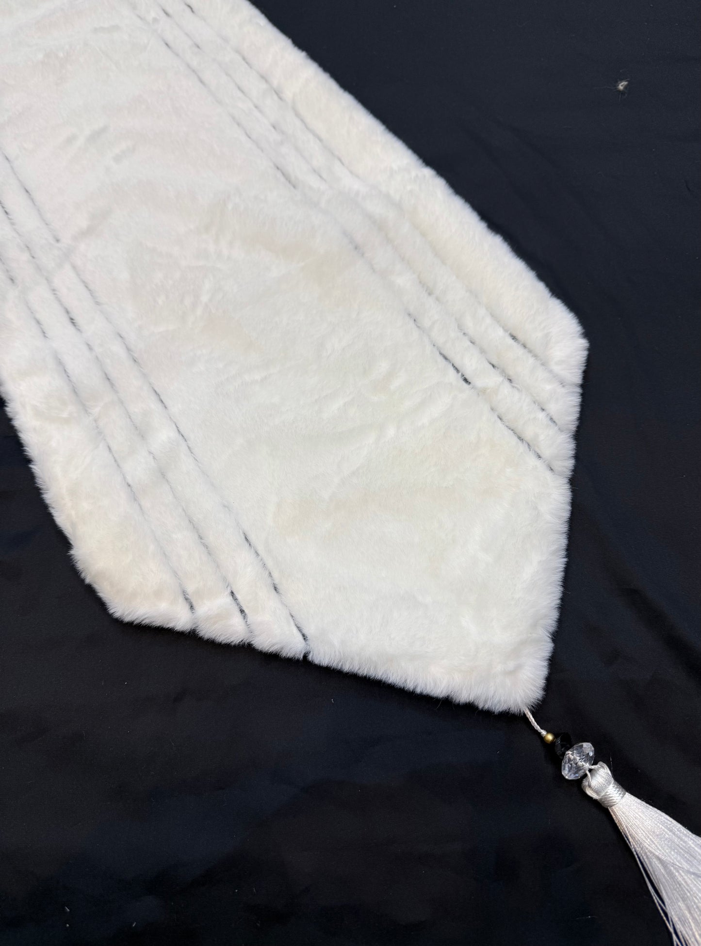 Soft Fluffy Fur White Dining Table Runner