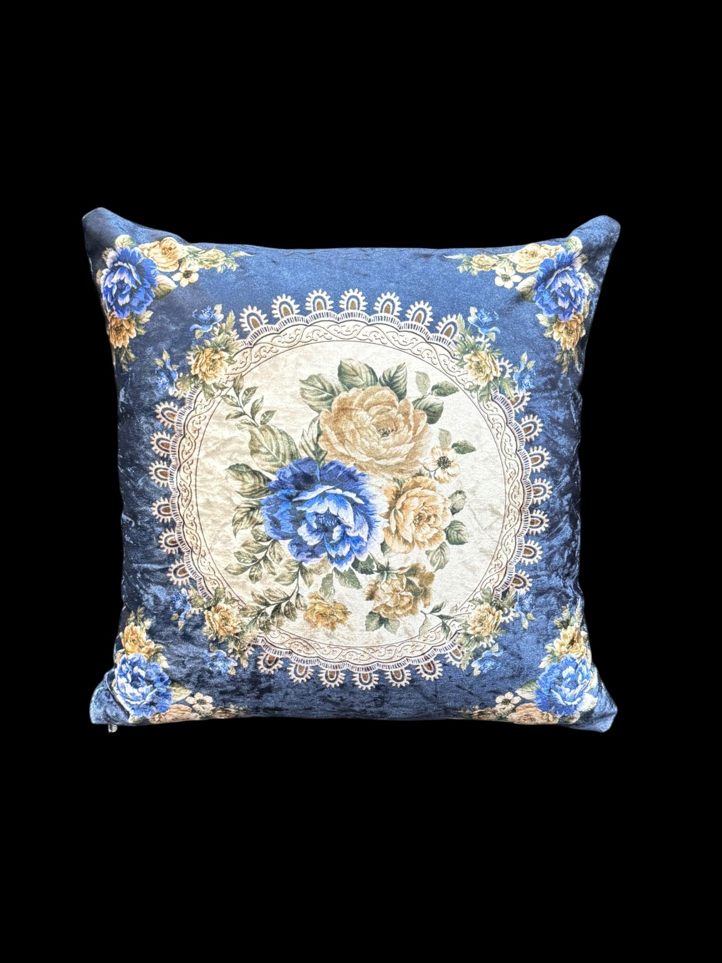Velvet Flower Printed Floor Cushion Covers