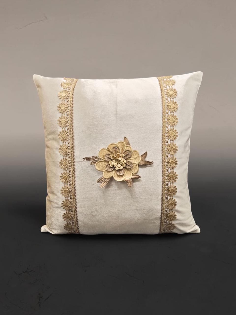 Italian Velvet Flower Lace Cushion