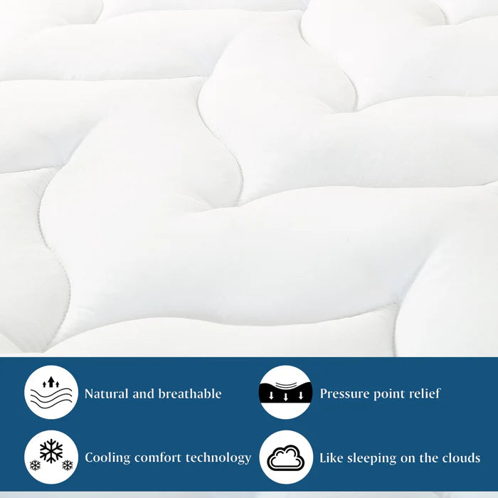 Leafy Quilted Ultra Soft Mattress Topper (White)