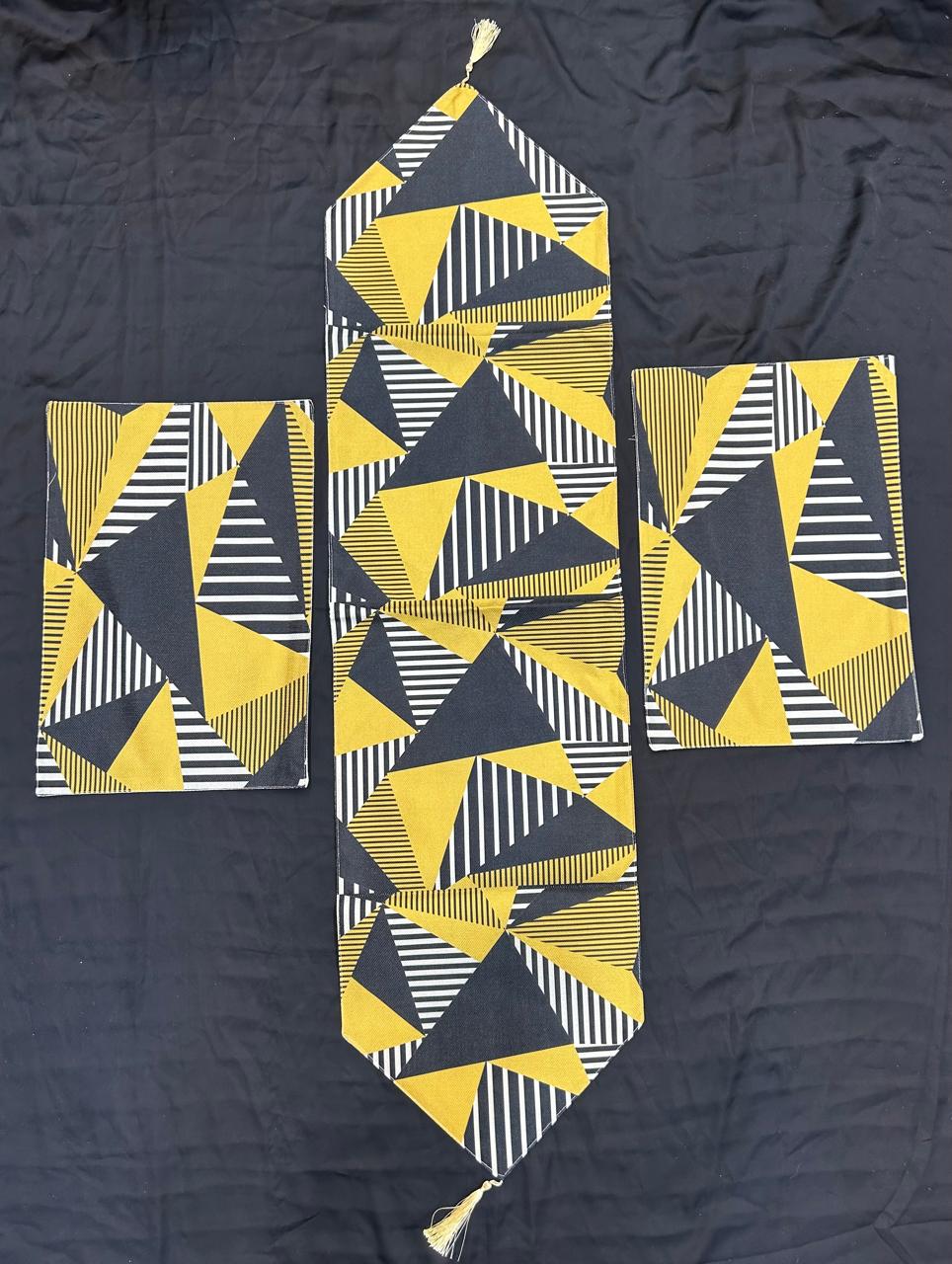 Printed Black & Yellow 3pc set Ali Bedding Store