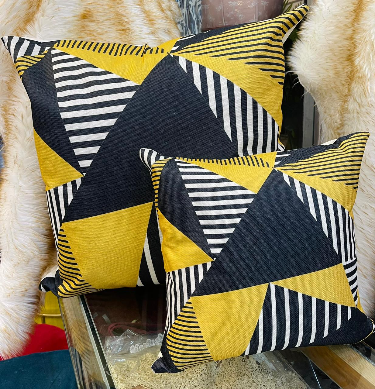 Printed Black & Yellow Floor Cushion Ali Bedding Store