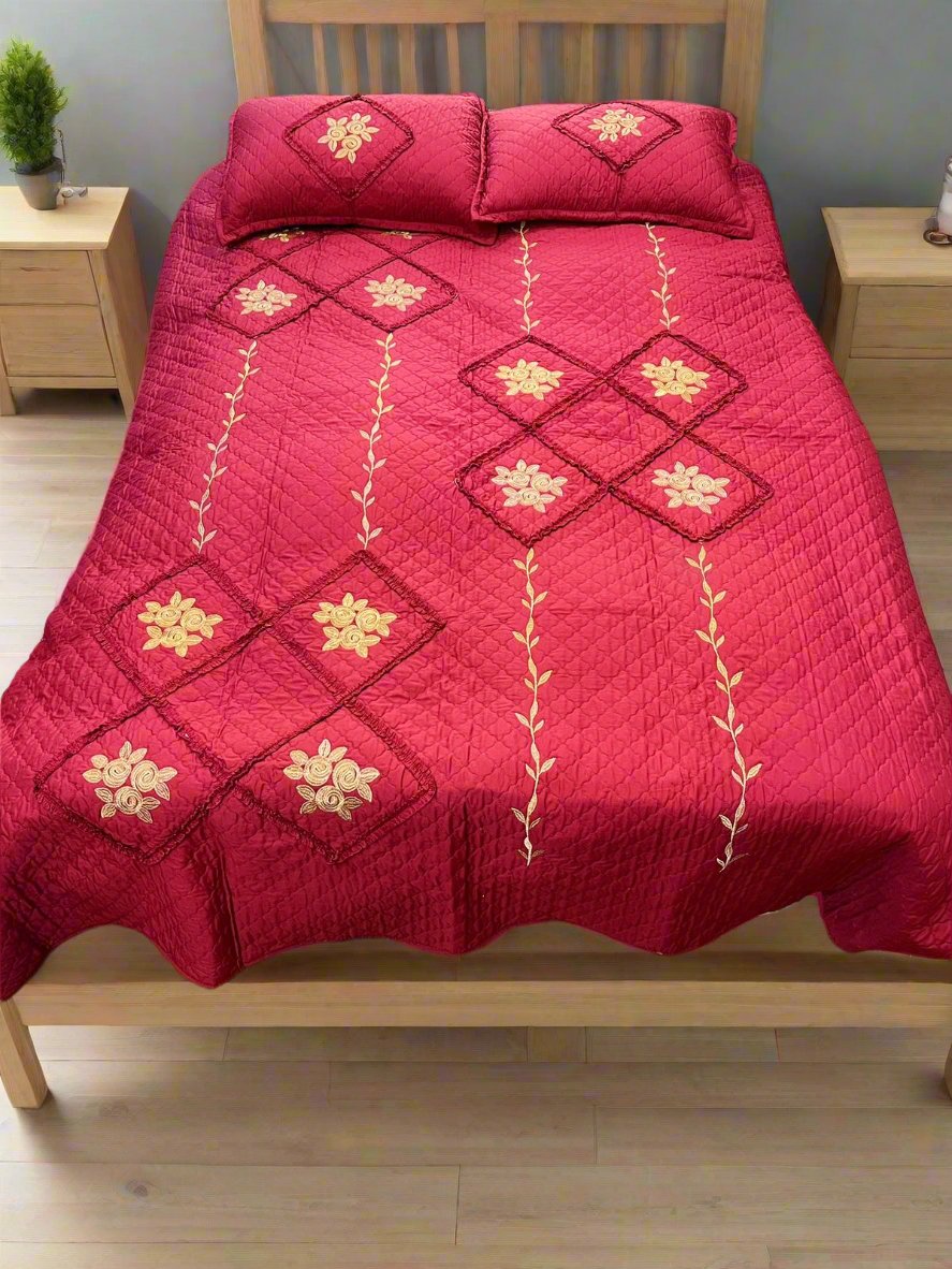 Imported Velvet Embroidery Bedsheet 3pc