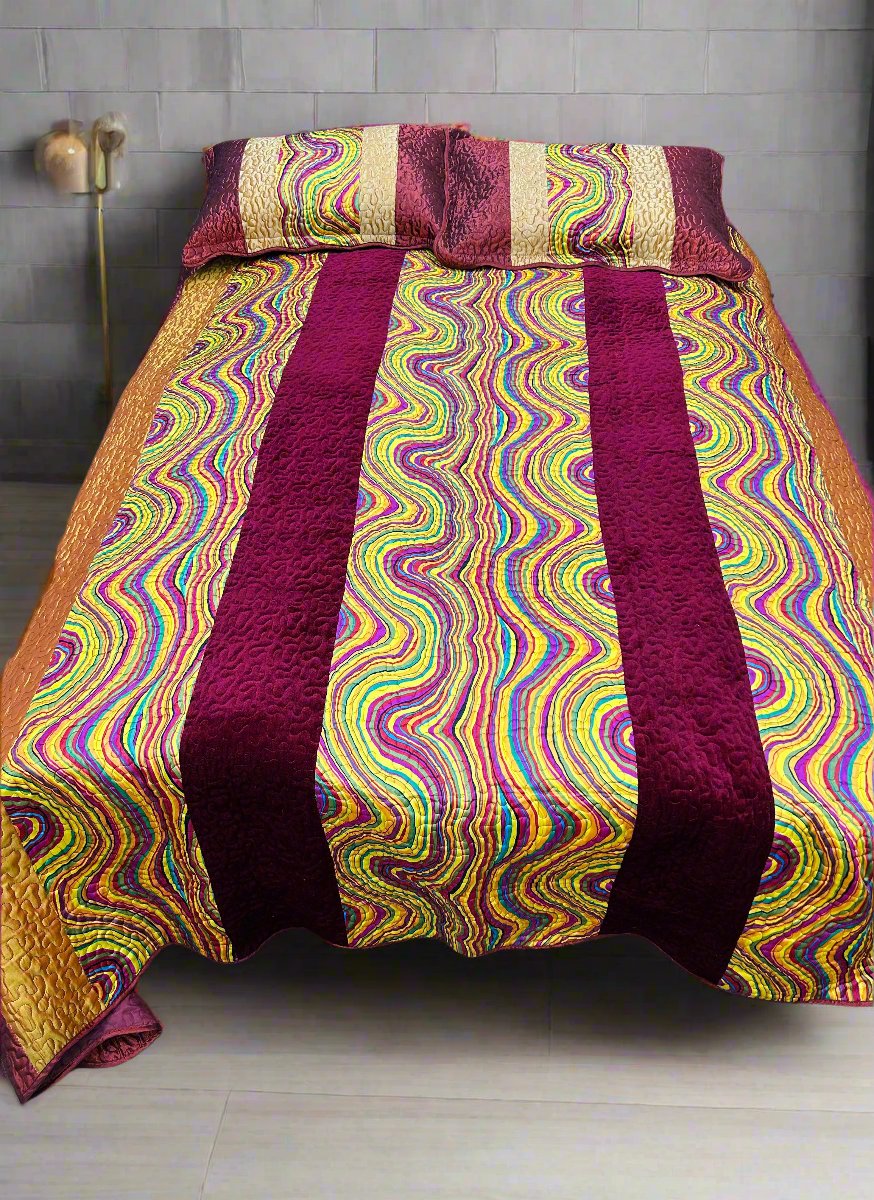 Velvet And Silk Printed Bedsheet 3pc