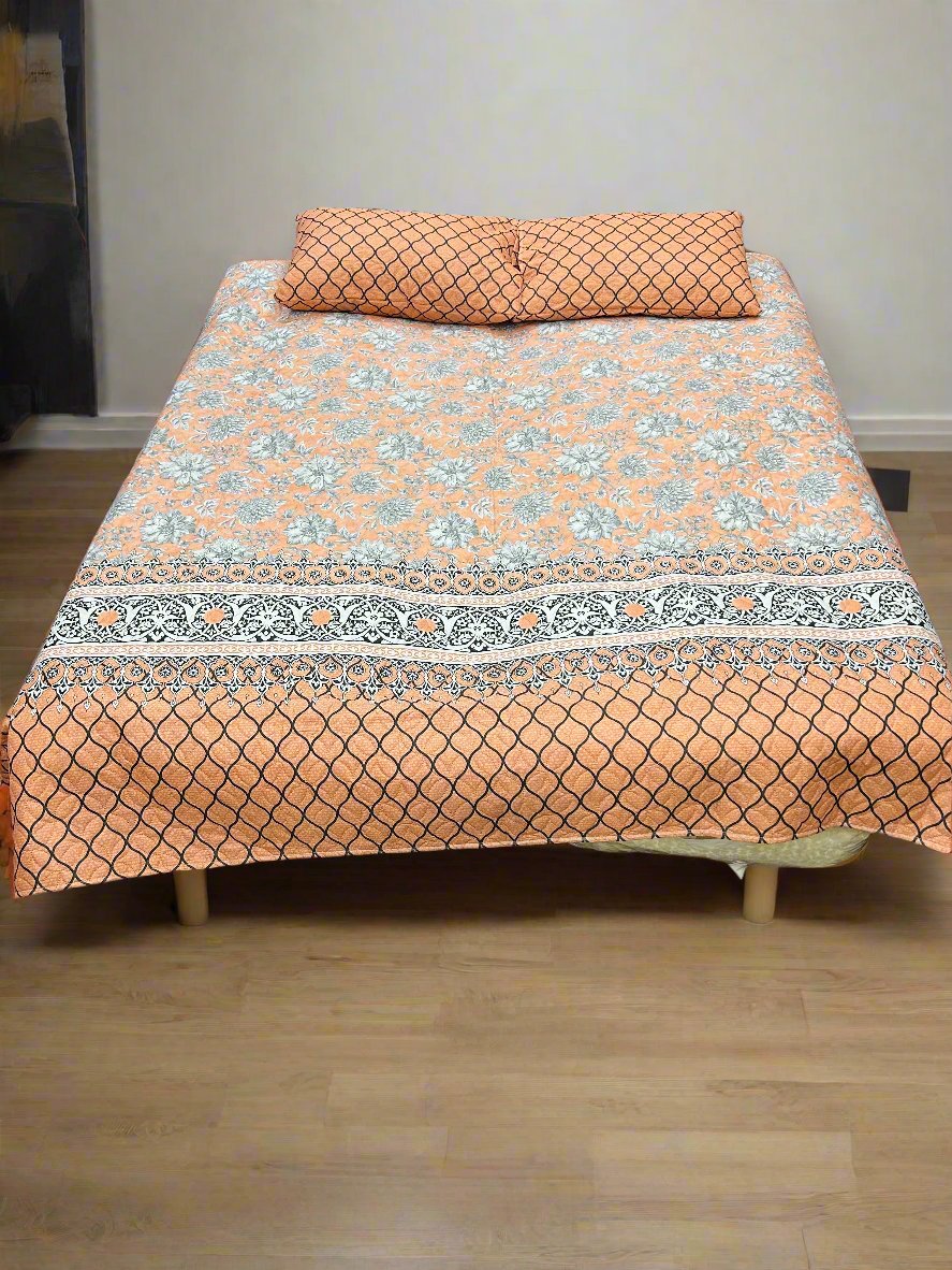 Cotton Quilted Printed Foam Bedsheet 3pc