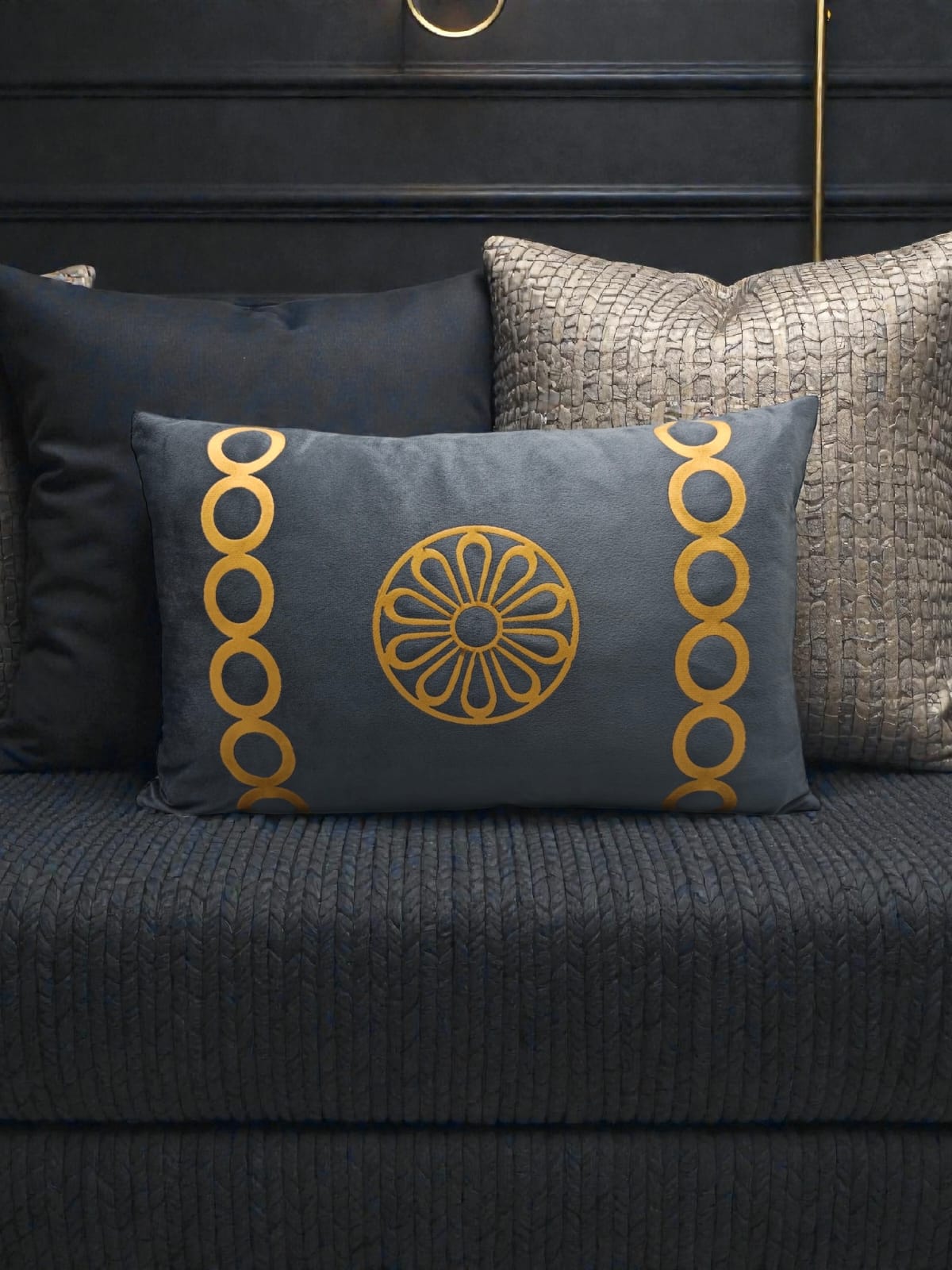 Italian Velvet Motive Rectangular Cushion