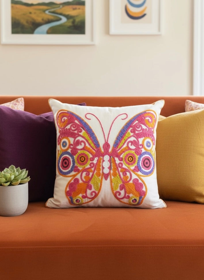 Heavy Embroidery 18x18 Hand-Made Cushion