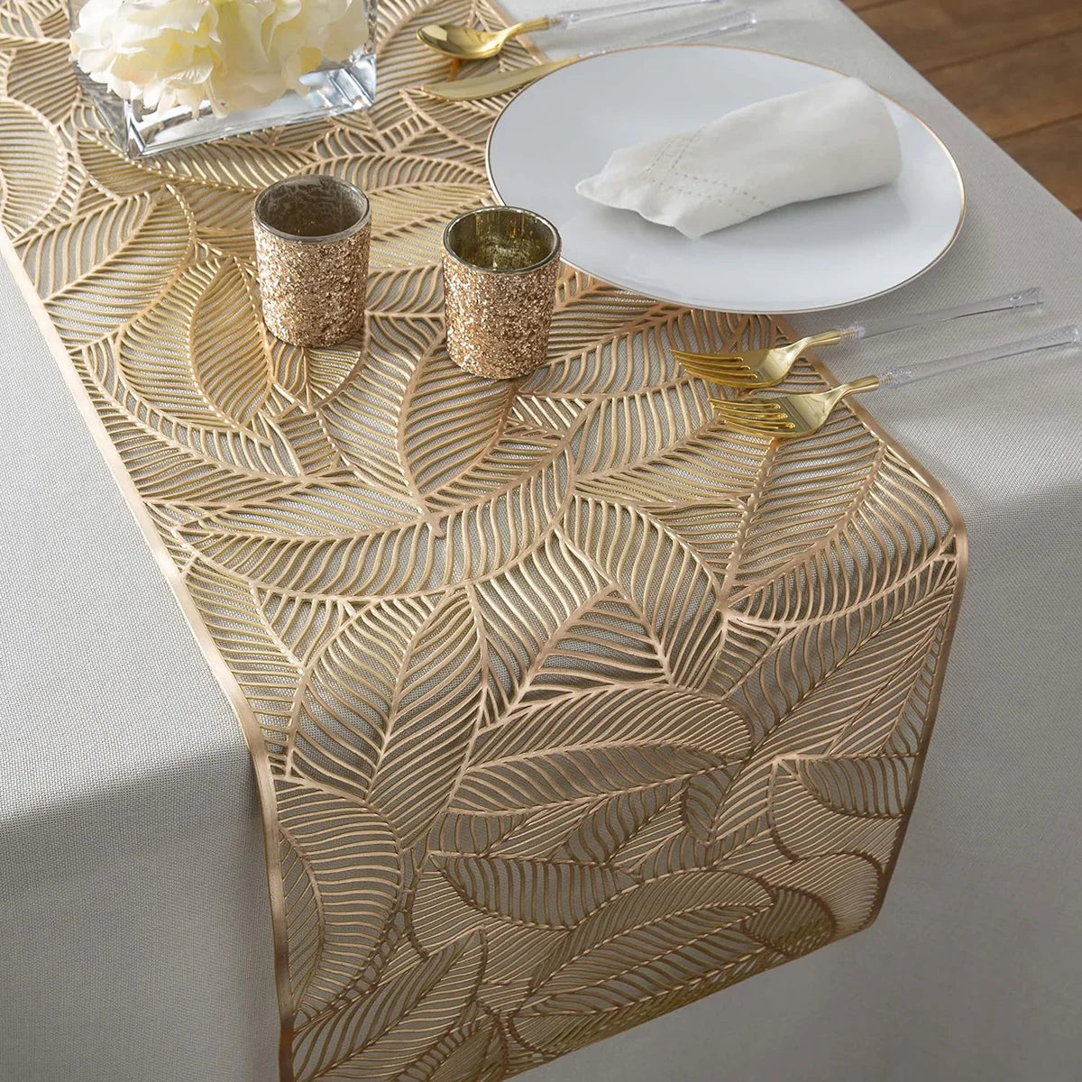 Golden Plastic Table Runner 72 Inches