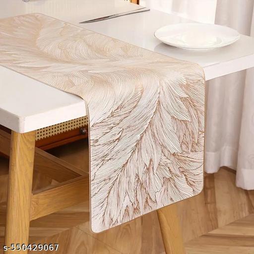 White Golden Plastic Table Runner 60 Inches