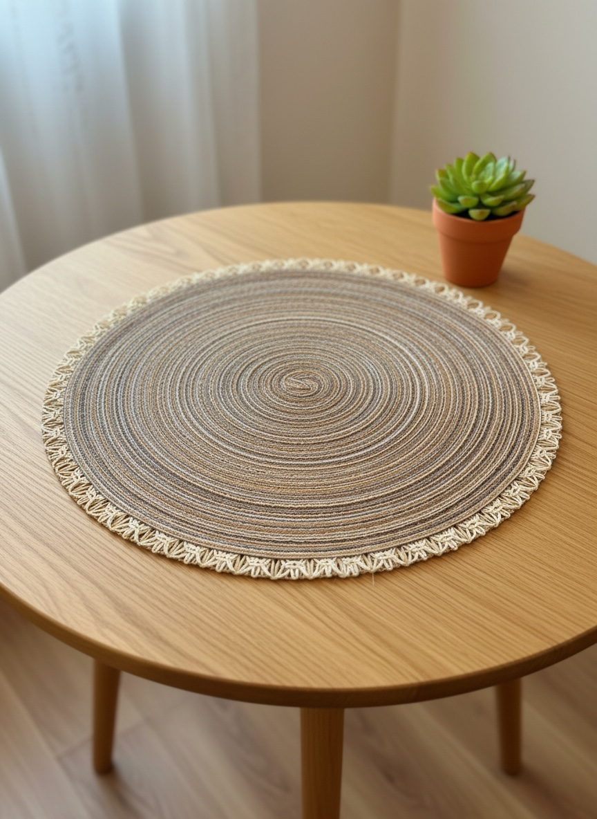 Round Border Fine Plastic Table Mats 6pc Set