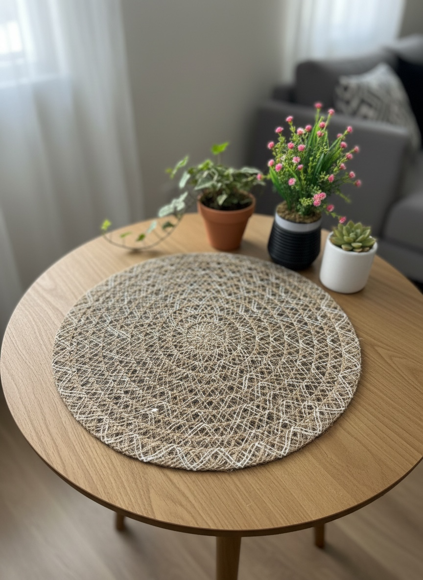 Round Multi Fine Plastic Table Mats 6pc Set