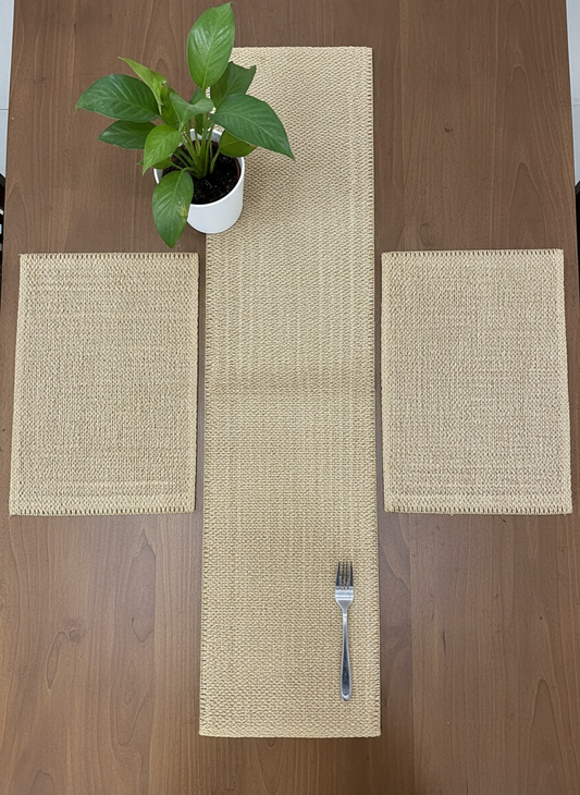 Imported Thread Work Dining Set ( 1 Runner & Mats )