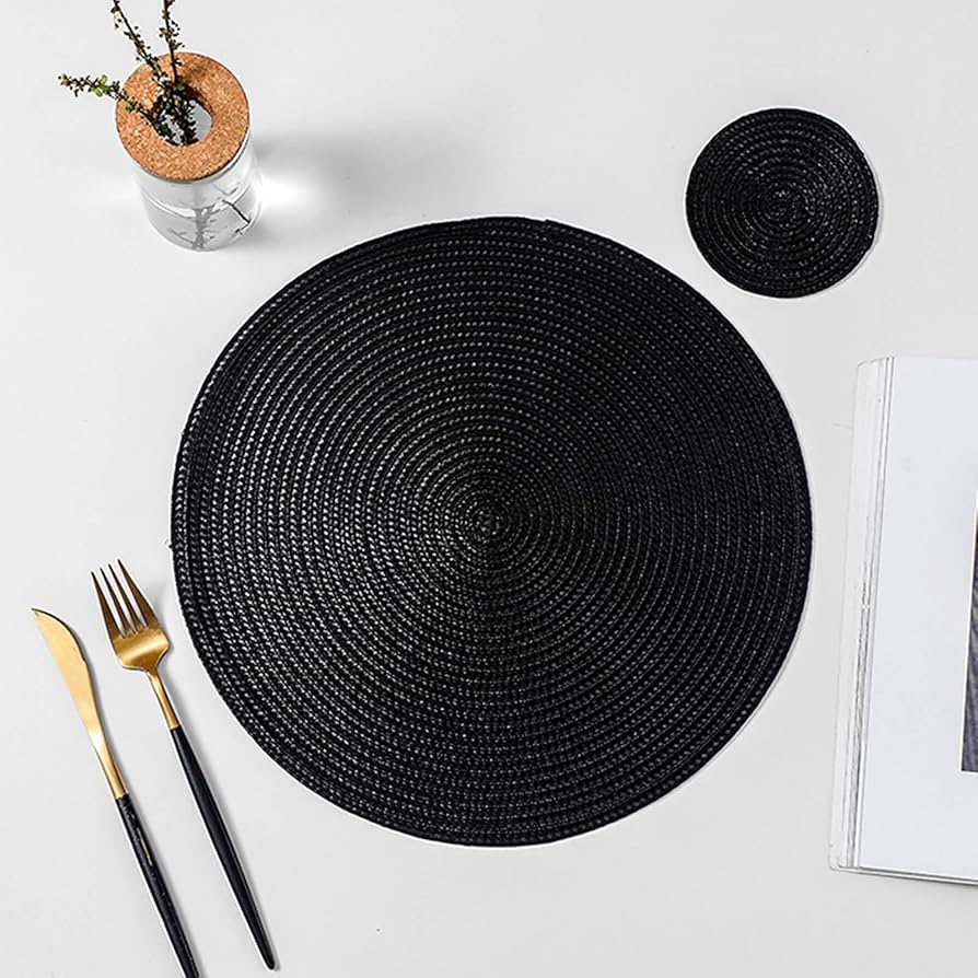 Round Plain Plastic Table Mats 6pc Set