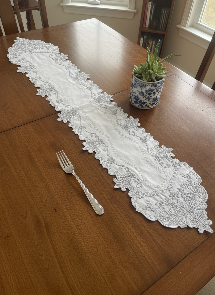 Fancy Cutwork Table Runner