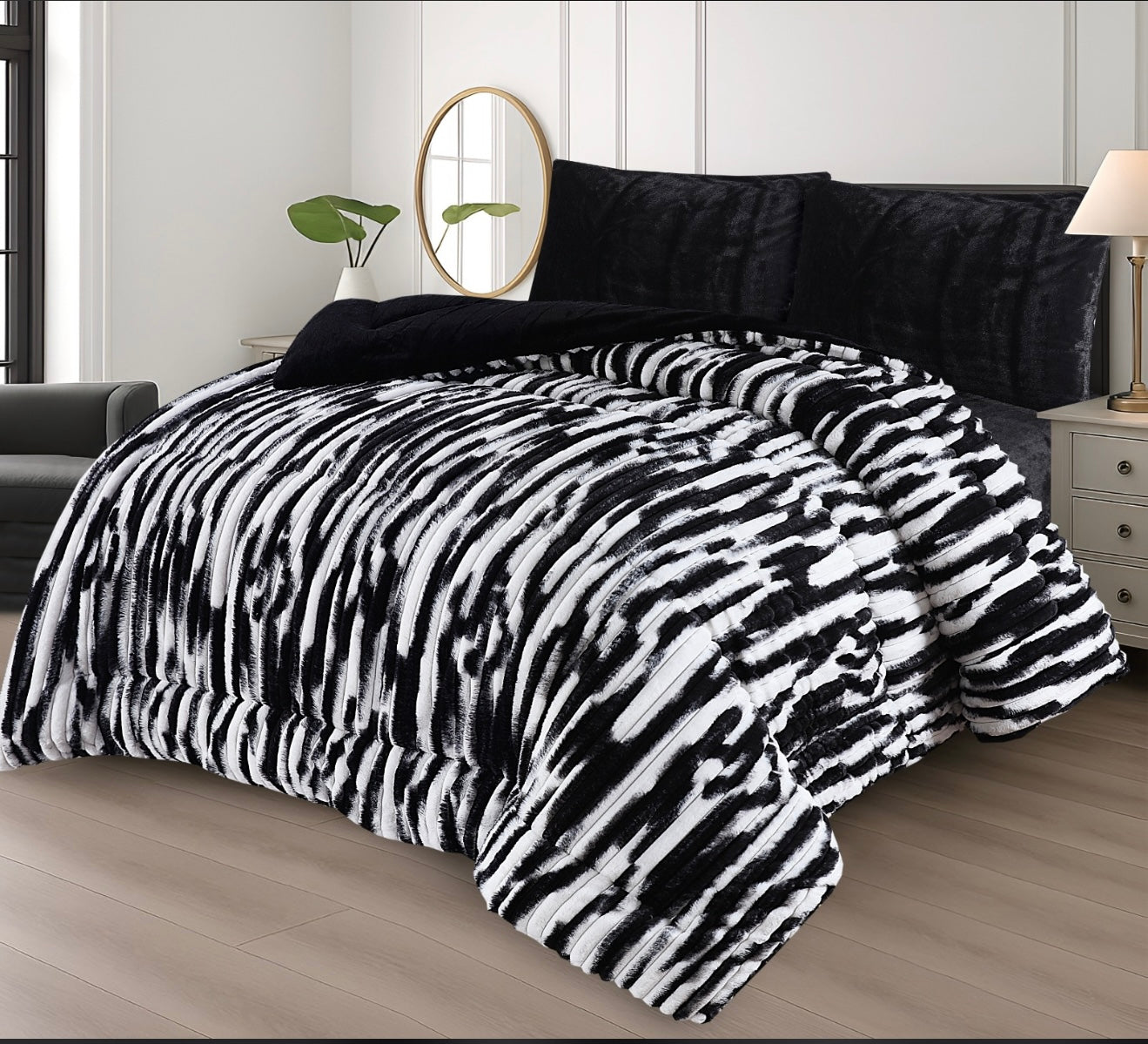 Fur Zebra Soft Fluffy Complete 4pc Set