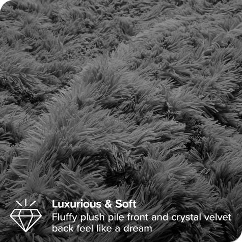 Complete 4pc Shaggy Soft Faux Fur Set ( Dark Grey )