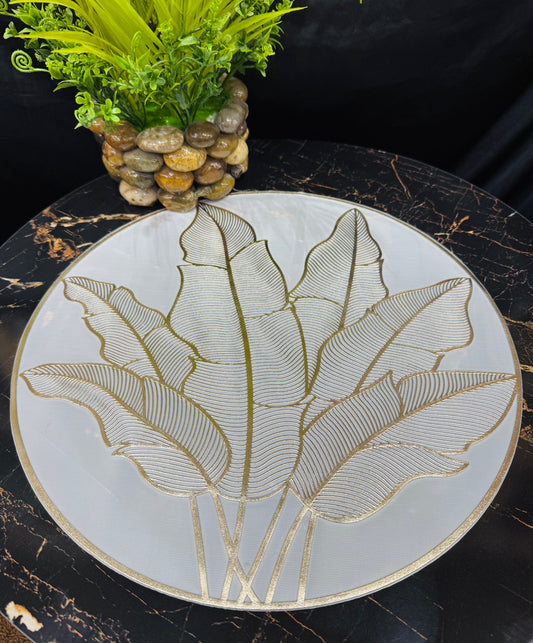 6pcs White & Golden Plastic Table Mats