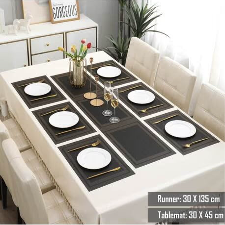 Chatai Plastic 7 PC SET ( 1 Runner & 6 Mats )