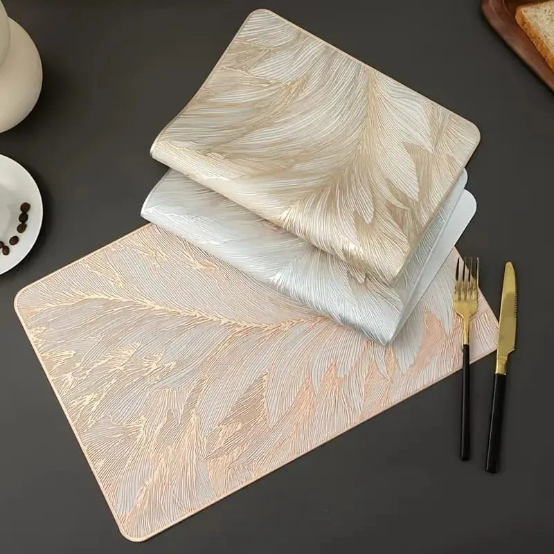 6pcs White & Golden Plastic Table Mats