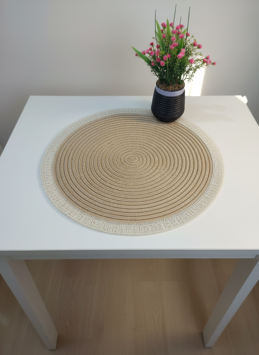 Round Border Fine Plastic Table Mats 6pc Set