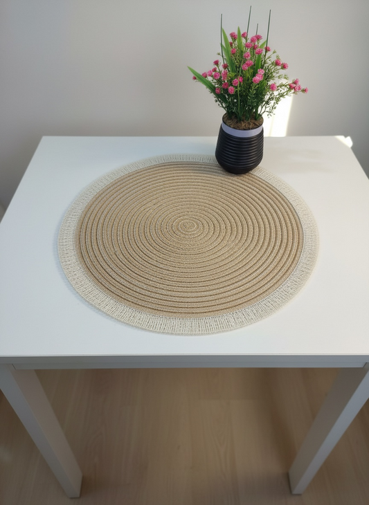 Round Border Fine Plastic Table Mats 6pc Set