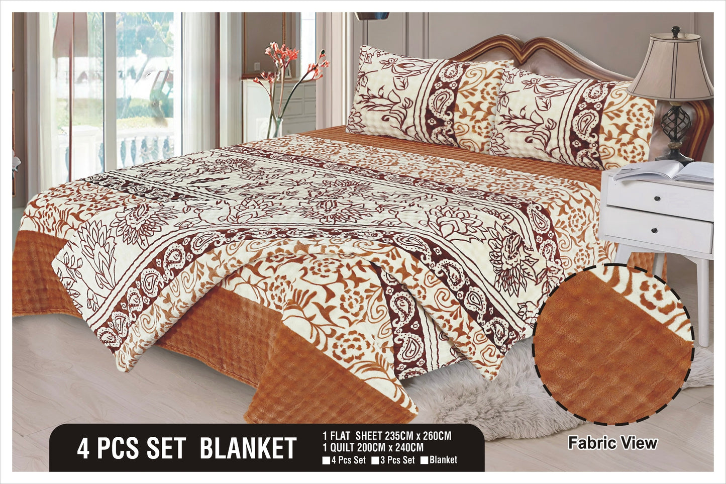 Heavy Fleez Printed Blanket 4pc Set