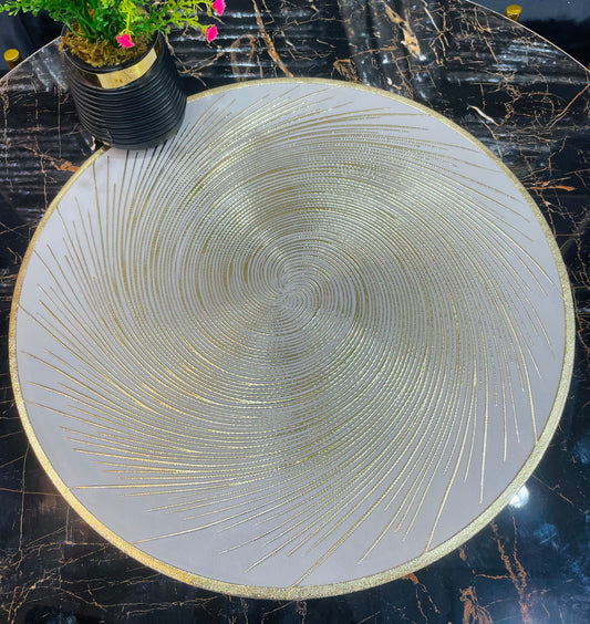 6pcs White & Golden Plastic Table Mats