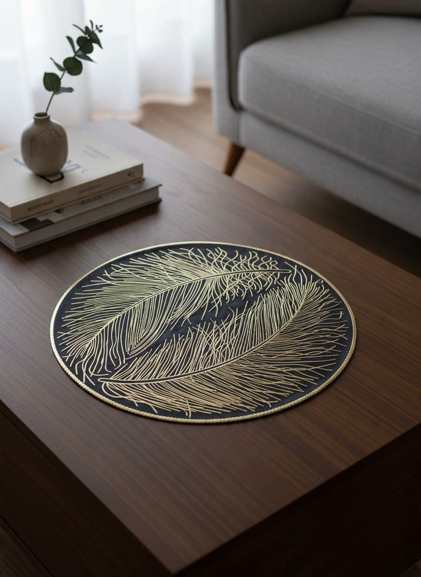 6pcs White & Golden Plastic Table Mats