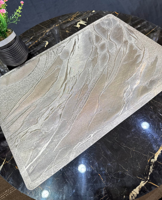 6pcs White & Golden Plastic Table Mats